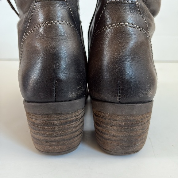Pikolinos gray brown lace up side zip leather ankle boot stacked heel le mans - Picture 3 of 16